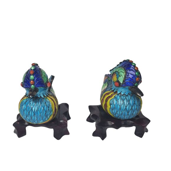 Vintage Cloisonné Mandarin Duck Pair – Symbol of Love & Harmony - Picture 4 of 9
